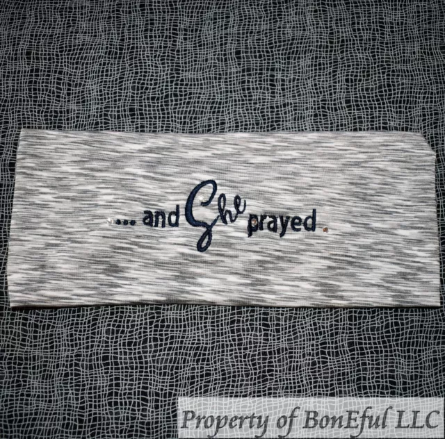 BonEful RTS NEW Boutique Gray Christian She Prayed Unisex Yoga Headband Adult US