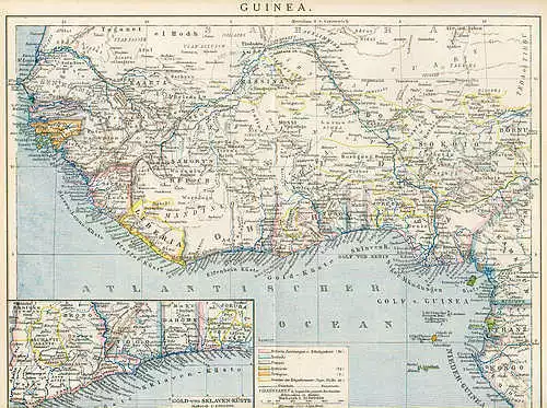 GUINEA TOGO Goldküste Sklavenküste LANDKARTE um 1900