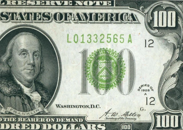 $100 1928 A (( Light Green Seal )) Daily Currency Auctions Combined Shipping