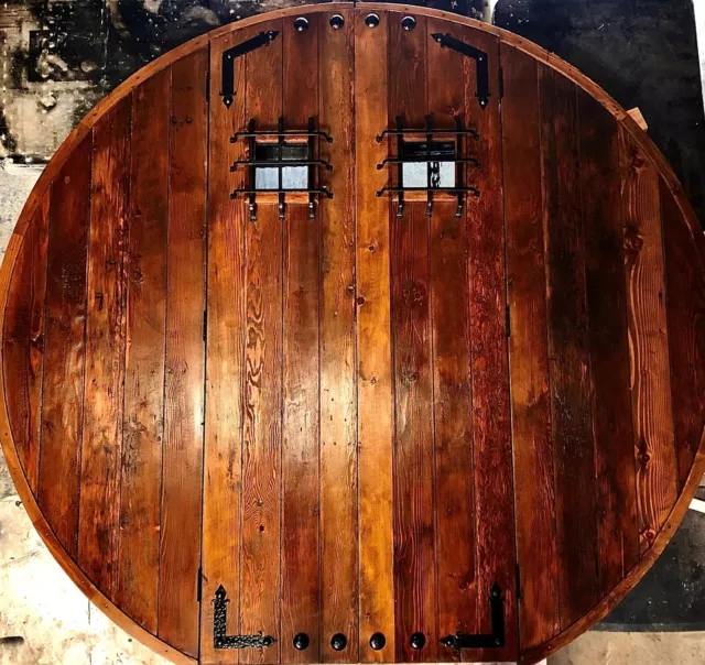 Rustic reclaimed lumber arched top door solid wood story book castle HOBBIT