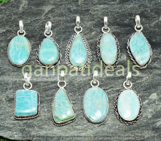 Amazonite Gemstone Pendant 925 Silver Plated Wholesale Lot Handmade Pendant