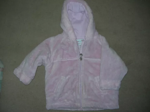 Next Baby Girls Pink Soft hooded zipped winter coat jacket 12 - 18 months