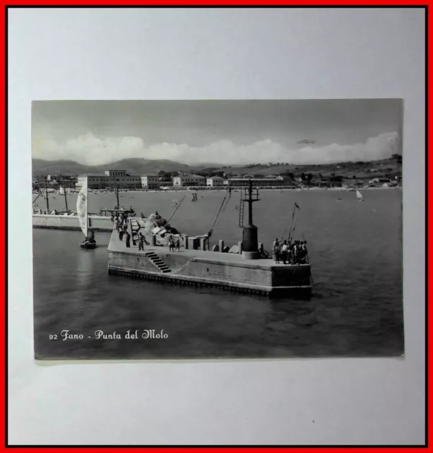 Cartolina Fano Punta del Molo Pesaro Formato Grande Animata Viaggiata 1959