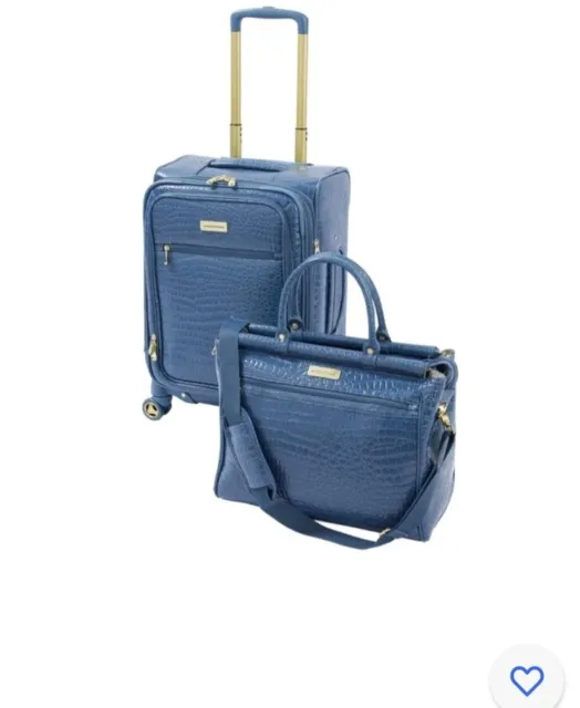 Samantha Brown 22" Croco Spinner & Dowel Bag Luggage Set - Bravo Blue **Strap**