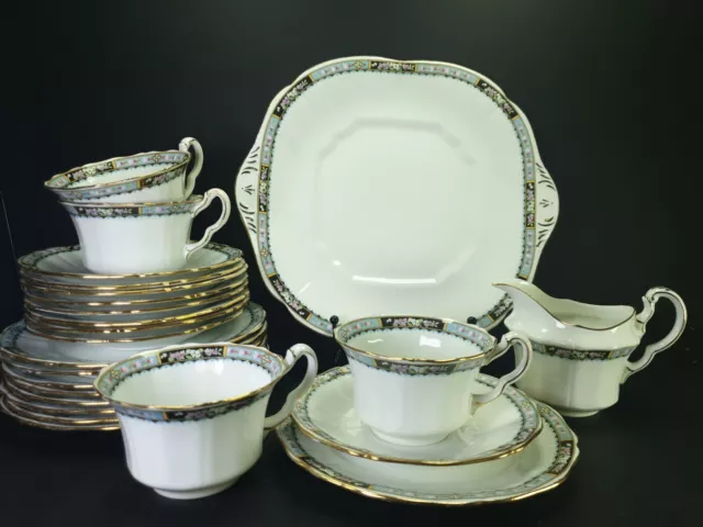 Beautiful Antique E Hughes & Co Eusancos China Part Tea Set Cups Saucers