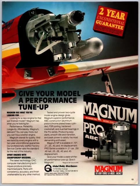 Global Hobby Magnum Pro Model Engine Vintage Jan, 1989 Full Page Print Ad