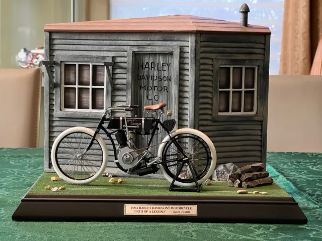 1903 Harley Davidson Motorcycle Model Diorama Franklin Mint Limited Edition