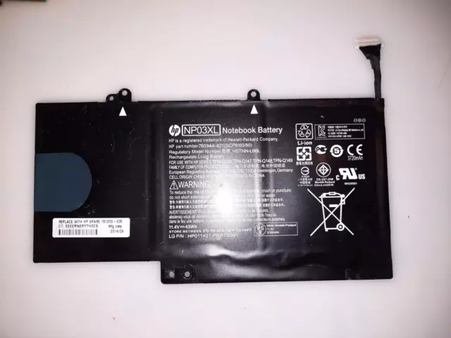 Batterie ORIGINALE HP 15-u170nb (NP03XL)(761230-005) NOT TESTED
