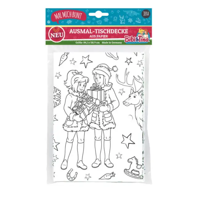 Mal Mich Bunt Ausmal-Tischdecke aus Papier Bibi & Tina Weihnachten