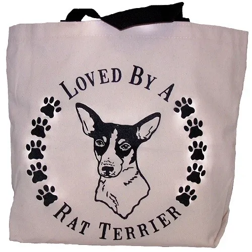 Loved By A Rat Terrier Tote Bag New  MADE IN USA