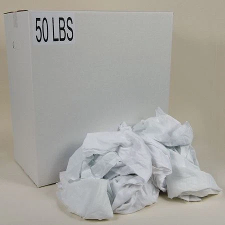 Zoro Select G211050pc Recycled Cotton Sheeting Cloth Rag 50 Lb. Varies Sizes,