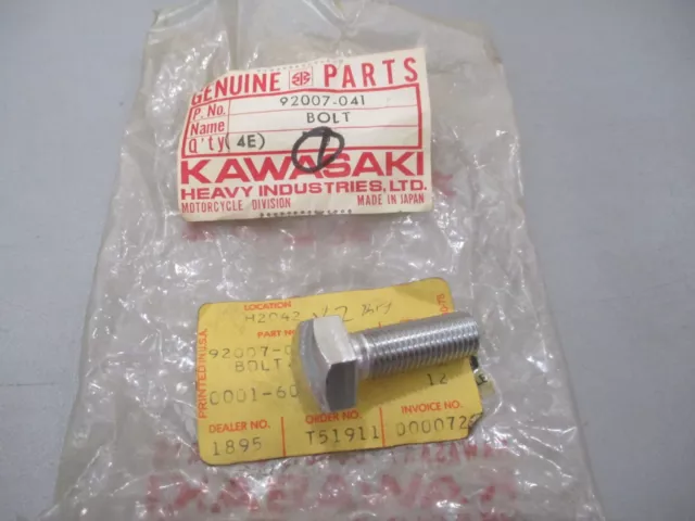 NOS Kawasaki OEM Hex Head Bolt 10X30 1975-1976 KT250 1976-1978 KE175 92007-041