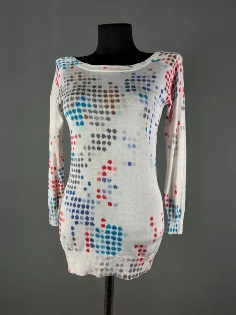 Brioni Long Sleeve Pullover Womens Polka Dot Silk Multicolor Size 40