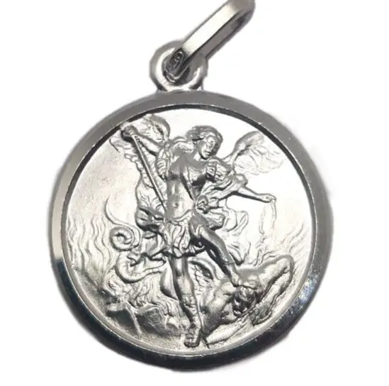 St Saint Michael Archangel Sterling Silver 925 Medal Pendant Charm 0.82 inc
