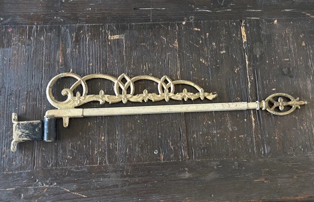 Antique Victorian Swing Arm Adjustable Curtain Rod Metal Scroll Floral