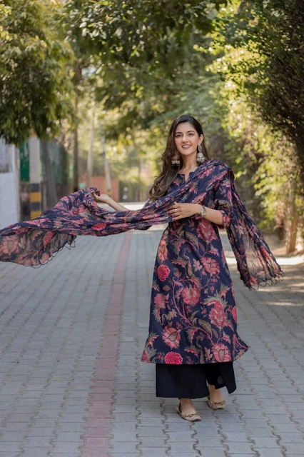 Premium Cotone Palazzo Kurta Set Designer Salwar Kameez Stile Bollywood