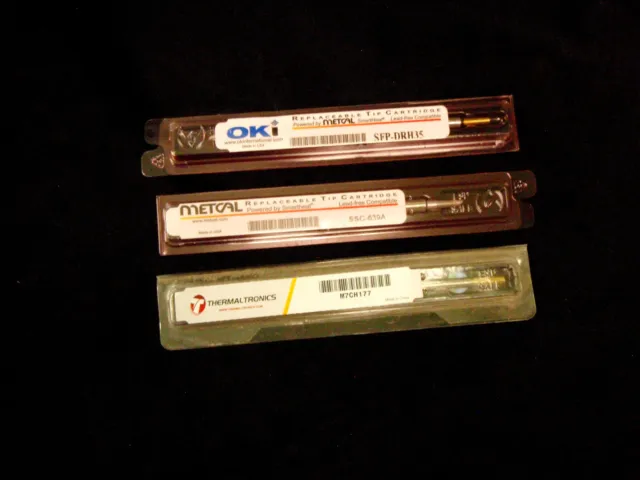 Lot of 3 Soldering Replaceable Tip Cartridges Metcal, Oki, Thermaltronics