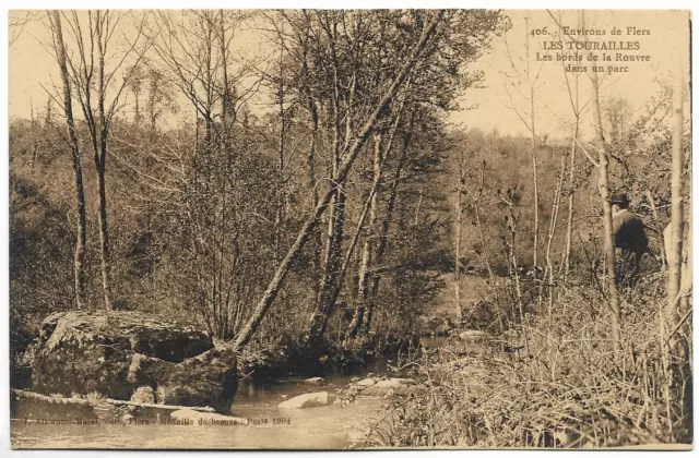 CPA " Env. De FLERS - LES TOURAILLES - Les Bords de la Rouvre dans le parc