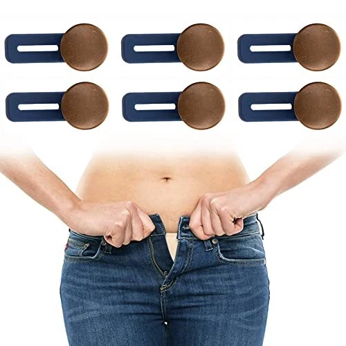 Button Extender for Jeans Pants (6 Pcs) Replacement Elastic Spring Copper Met...