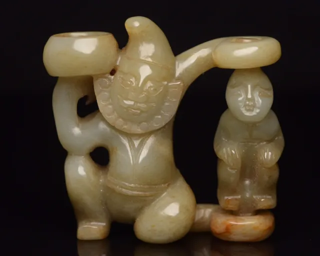 Collect Chinese Natural Hetian Jade Carved Exquisite Character Statues Figurines