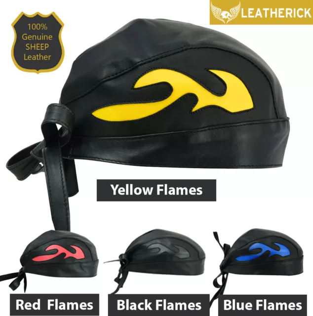 Leather Motorcycle BANDANA Du Doo Rag Flames Style Head Wrap Bikers Skull Cap AU