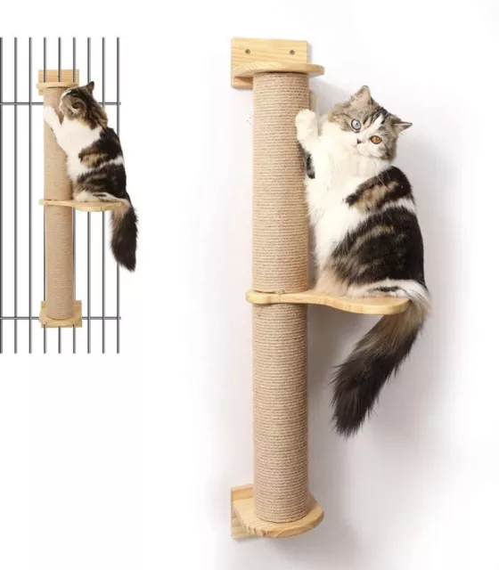 FUKUMARU Cat Activity Tree Sisal Scratching Jute Post Wall Mounted Pedal Shelf