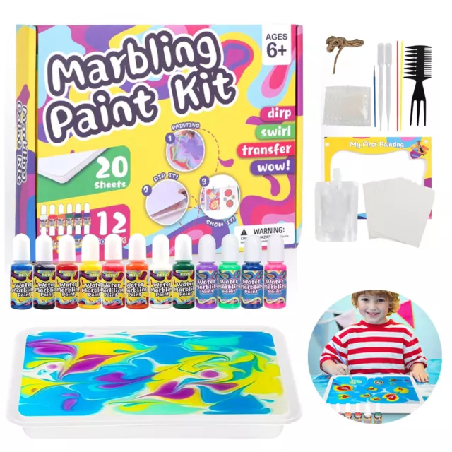 Arts & Crafts For Kids Ages 8-12 6-8,Water Marbling Paint Kit Art Supplies Toy