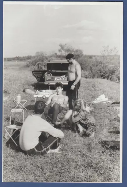 Guys with bare torso, bulge, muscular in nature Soviet Vintage Photo USSR