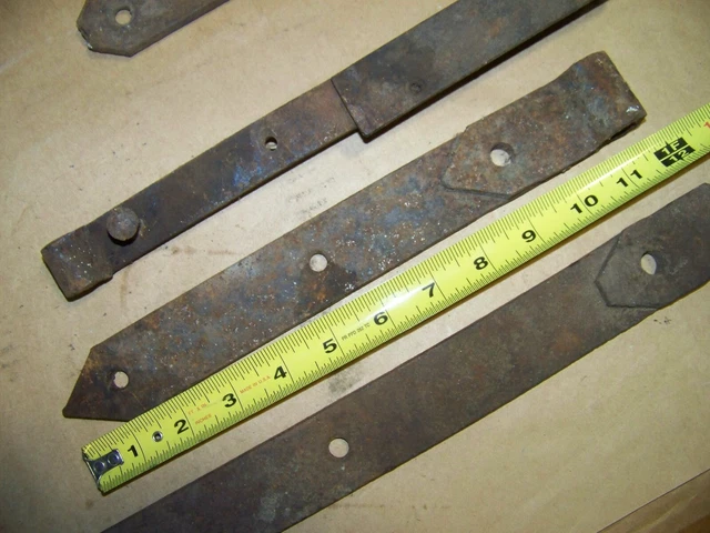 Primitive Antique Hand Forged Iron Barn Door Strap Hinge Gate Architectural Lot 3