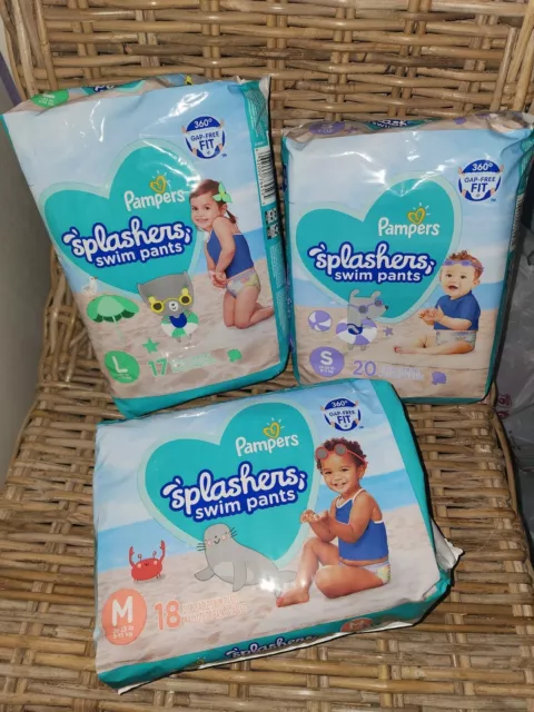 Lot Of 2 Packs~Pampers Splashers~Swim Pool~Baby Toddler~Diapers~New~S~M~L~Gift!