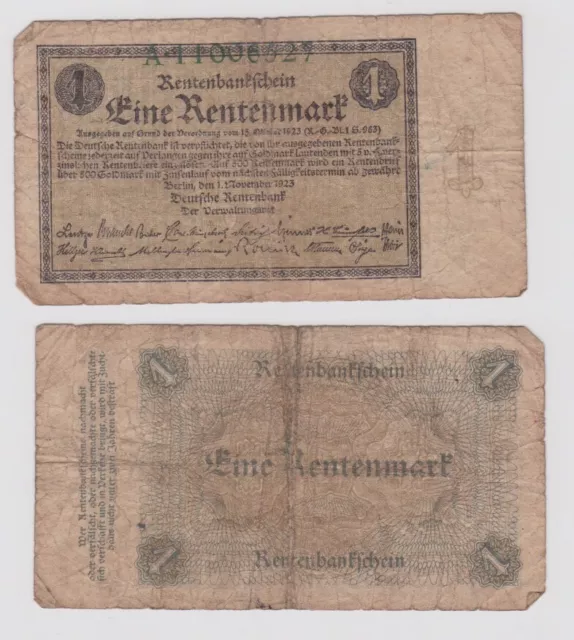 1 Rentenmark Banknote Weimarer Republik 1.11.1923 Ro Nr.154 a (131330)