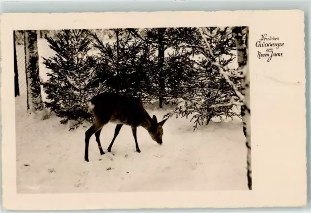 39178911 - Winter Reh beim Aesen Jagdtiere Photochemie AK Neujahr 1939