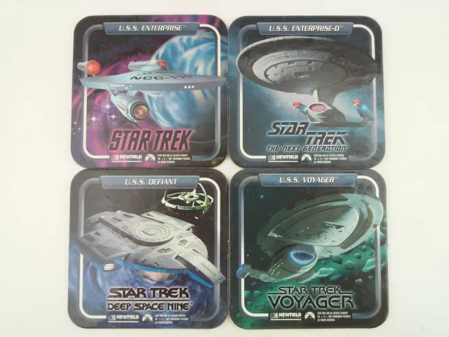 Set of 4 Star Trek Coasters 1997 Enterprise Voyager Defiant Enterprise-D   un