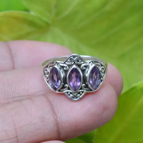 Amethyst Gemstone Ring Statement 925 Silver Handmade Lovely Ring All Size MK1121