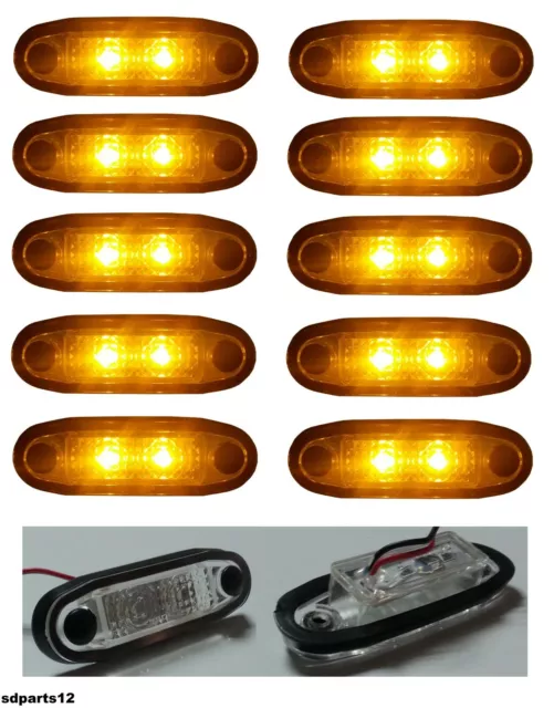 10x Feux De Gabarit Latéral à Encastrer 24V LED SMD Orange Pour Camion Remorque