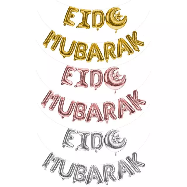 Eid Mubarak Globo Metalizado Luna Estrella Oro Plata Rosa Ramadan Fiesta Decor