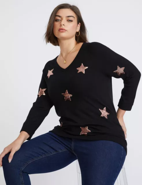 Plus Size - Womens Jumper - Regular Winter Sweater Black Pullover Casual | BeMe