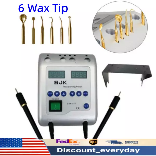 Dental Lab Electric Waxing Machine Double Carving Pen Waxer Carver & 6 Wax Tip