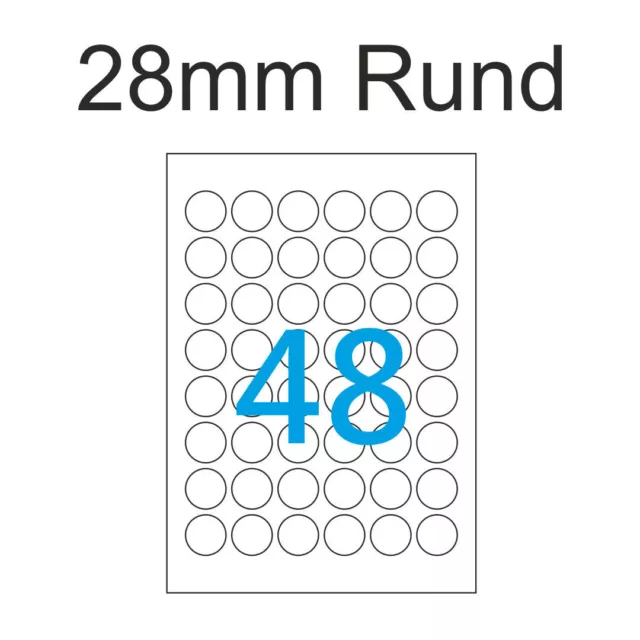240 Stück 28mm rund Etiketten Weiß MaySpies Premium 28 mm Runde Aufkleber 5 A4