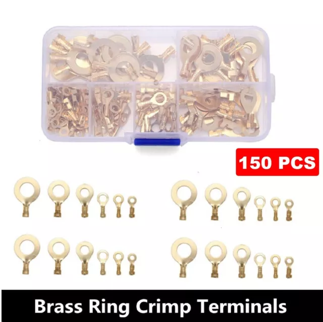 Insulated Crimp Ring Terminals Spade Electrical w/Box Wire Connectors 150x/set