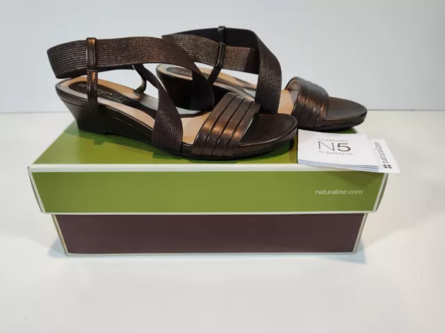 Naturalizer Rhythmic N5 Comfort  Wedge Sandals Women's 6M Dark Brown Bronze NIB