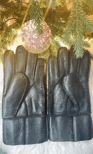 Men’s Genuine Sheepskin Cashmere Gloves in Black - With Box & Gift Bag