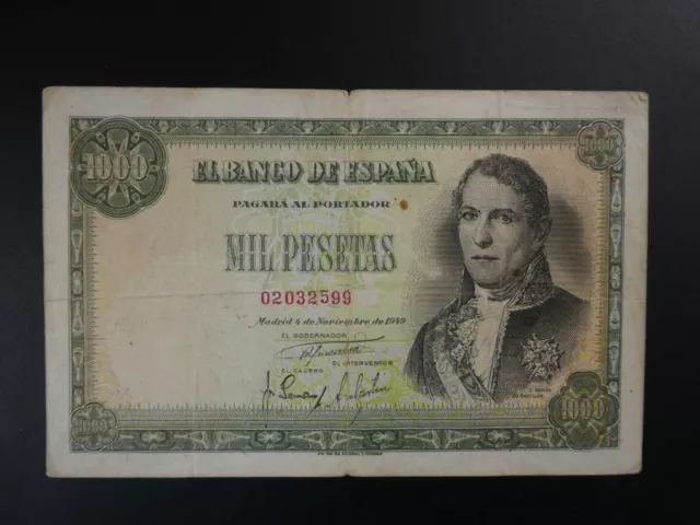 1949 Spain 1000 Pesetas Banknote F