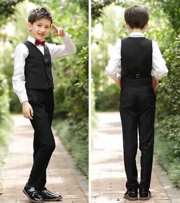 New 4 Pcs Set Boys Formal Dress Children Vest Suit Kids Fancy Show Outfit MG