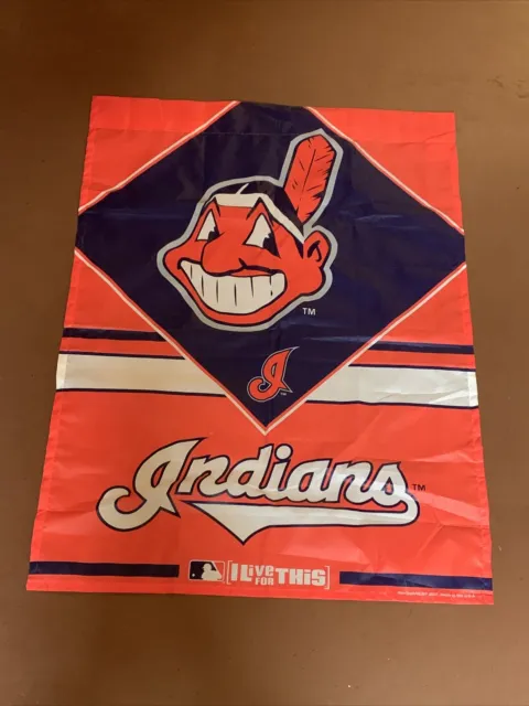 Cleveland Indians Chief Wahoo Outdoor Nylon Flag 36x27” Porch Flag Hangs Down