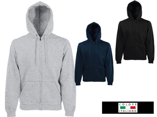 Felpa Da Lavoro Uomo Maglia Felpata Cotone Con Cappuccio E Zip Personalizzabile