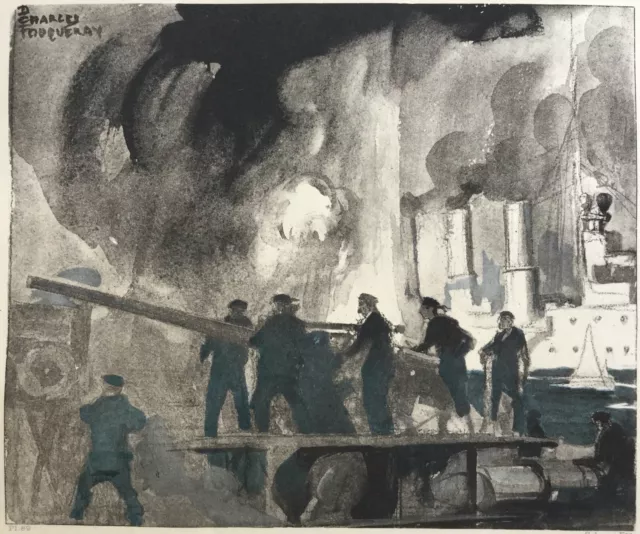 Fouqueray The Loss of the ""Magdeburg"" 1921 Color Engraving