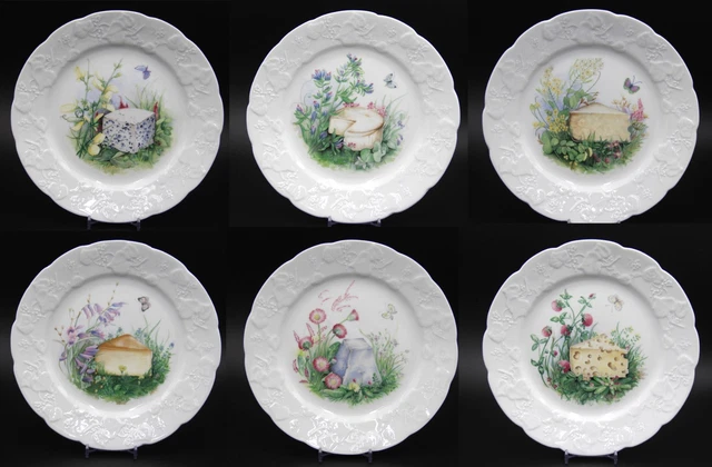 LIERRE SAUVAGE CNP Porcelain 20cm Fromage Plates Made in France x