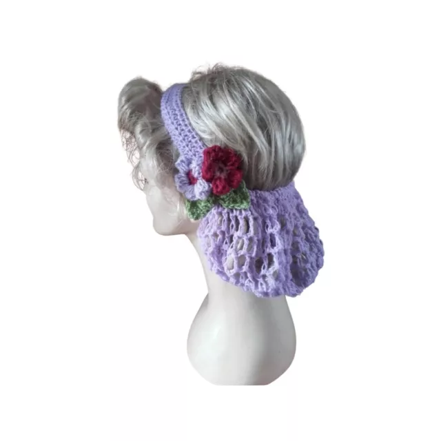 1940s Lilac handmade hair snood wartime ww2 Flowers New
