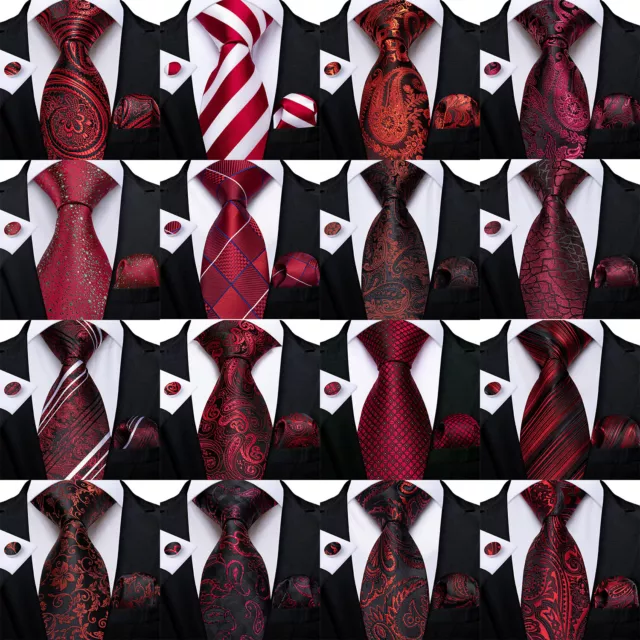 DiBanGu 100 Colors Mens Paisley Floral Striped Silk Tie Hanky Cufflinks Necktie